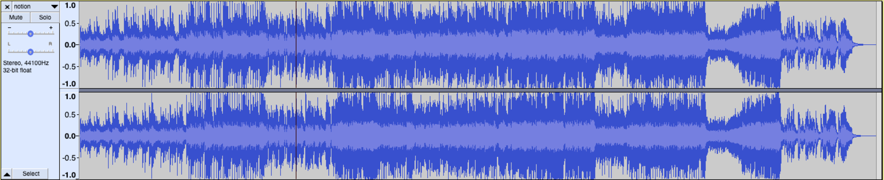 Audio signal for an entire six-minute song