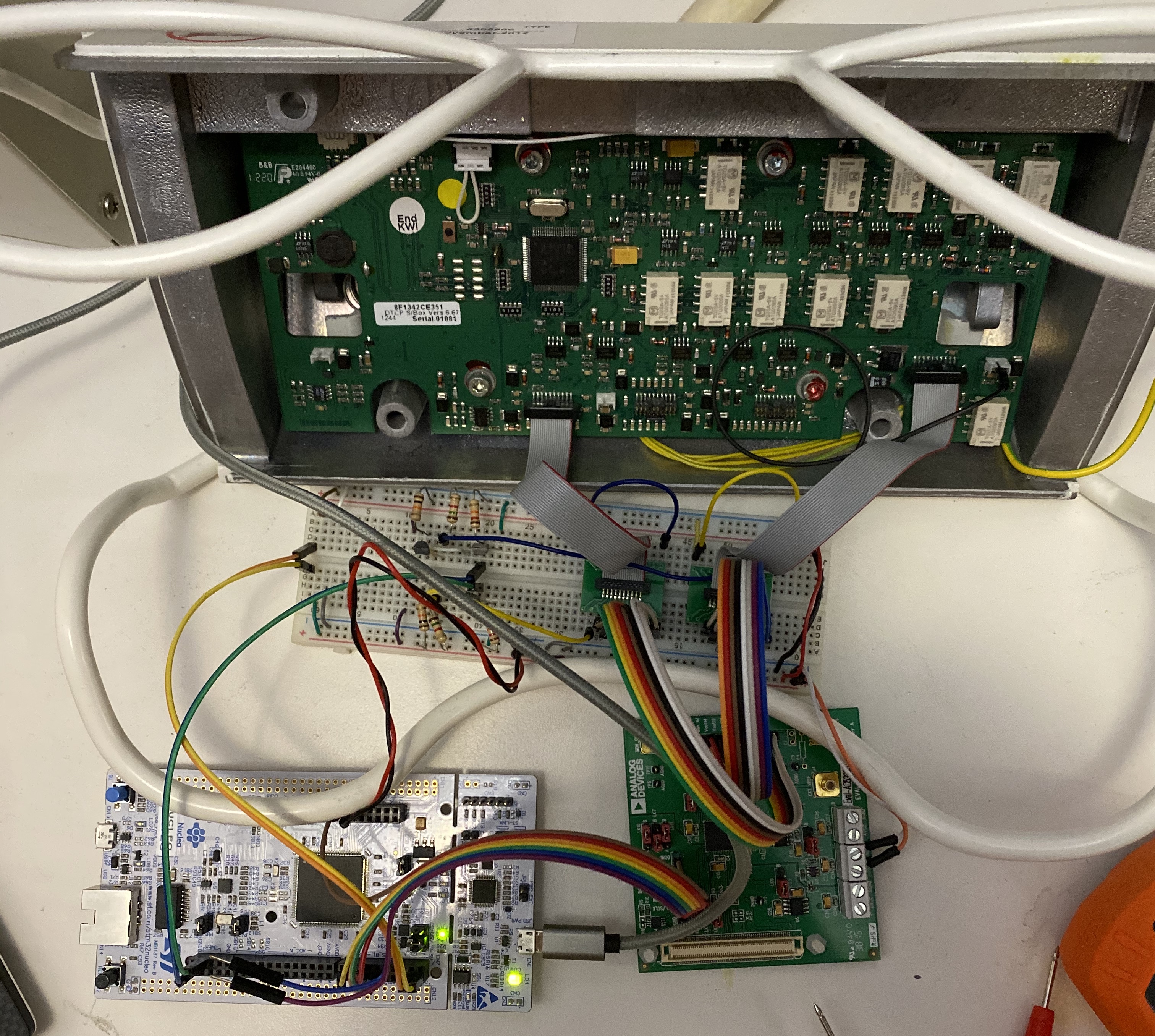 Real-life picture matching the block diagram (servos + footpedals not shown)
